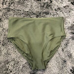 George Olive Green Ribbed High-Waist Bikini Bottom
